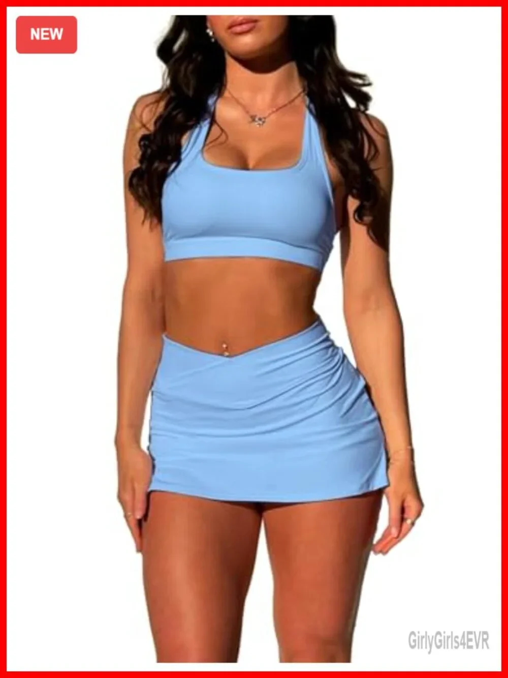 2 Piece Tennis Skirt Set Women Athletic Golf Pickleball Outfit High Waisted